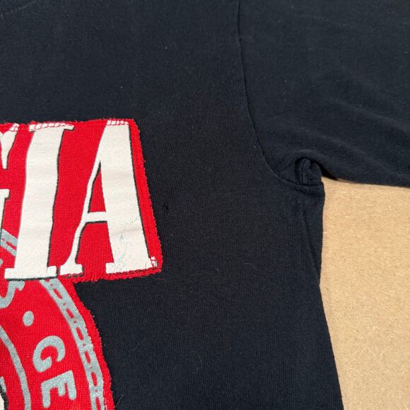 Vintage 90s Georgia Bulldogs T-Shirt Black UGA Mascot Dog Single Stitch Small - Picture 3 of 7